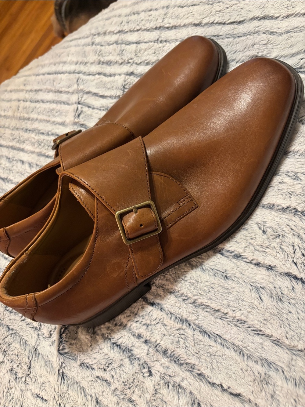 Cole Haan Men's Tan Single Monk Strap Leather Shoes